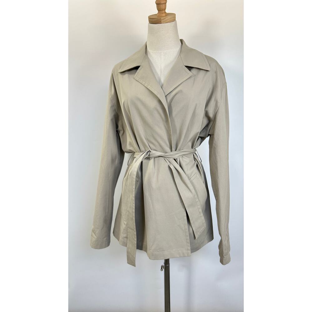 Donna Karan Collection Y2K Vintage Beige 100% Cotton Tailored Trench Coat, Wrap